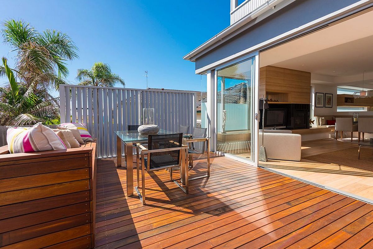 New raised timber deck with ocean views of the renovated Clovelly Residence in Sydney