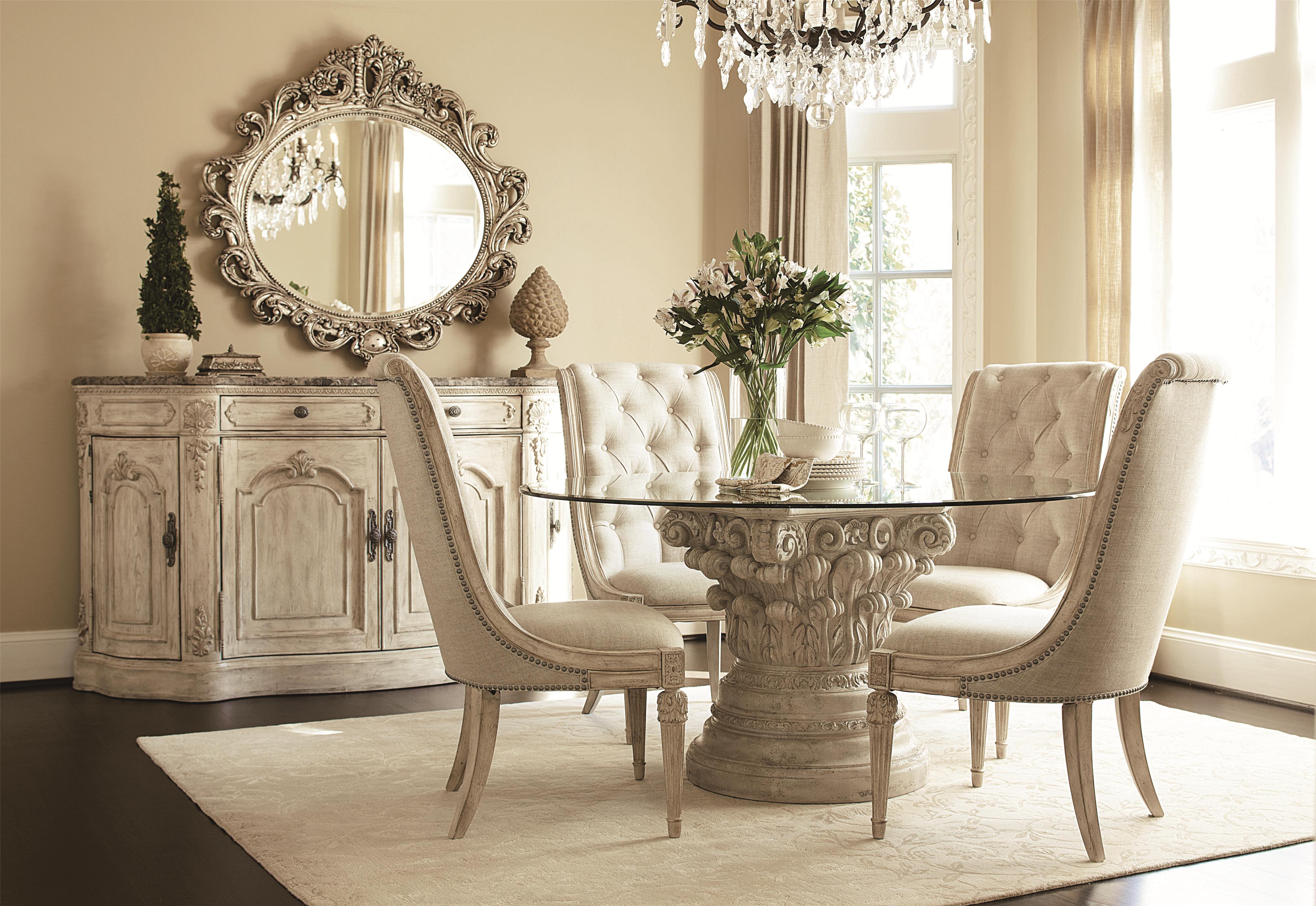 Noble dining room in consistent color tone of light cream