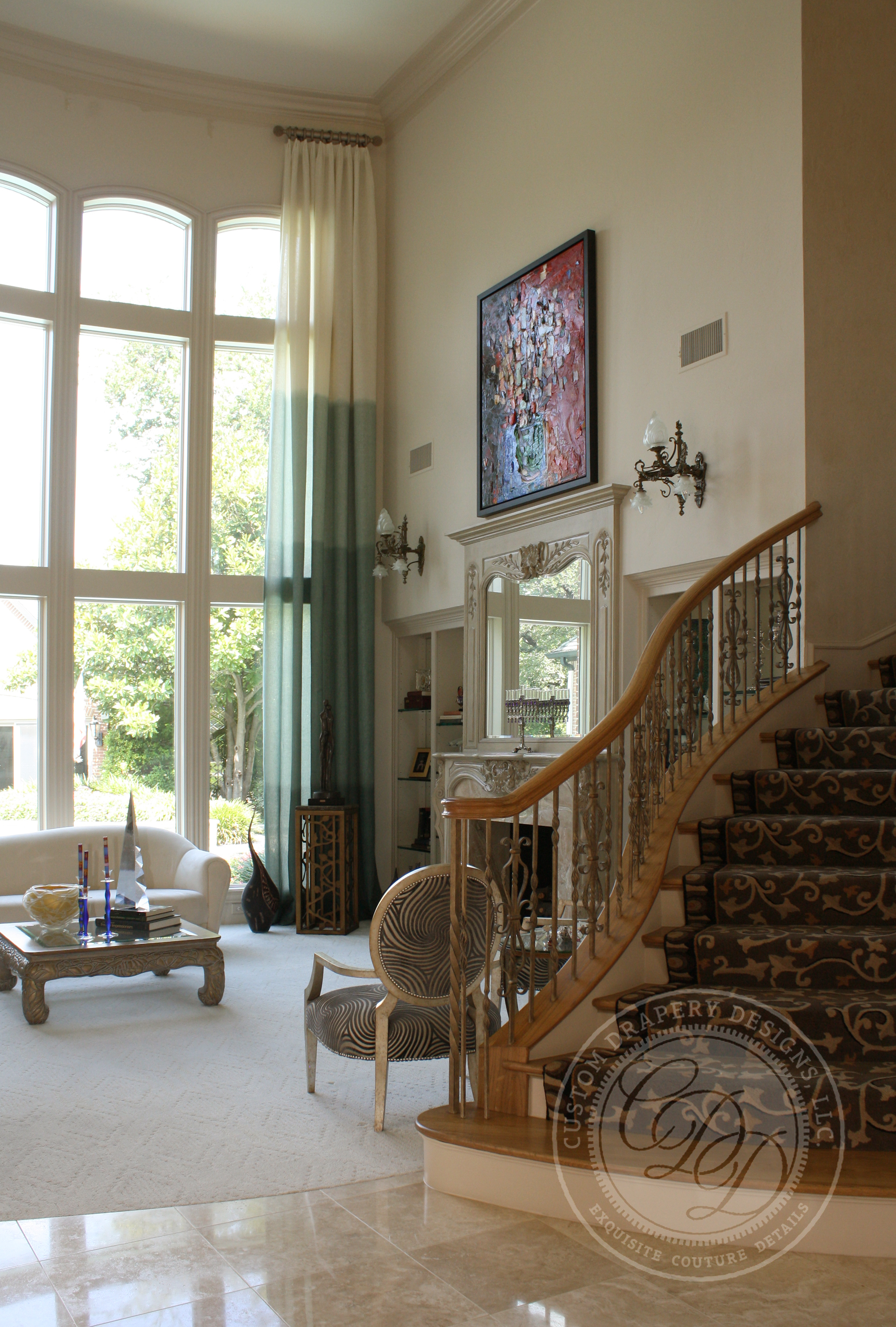 Ombre curtains in a neatly styled living room