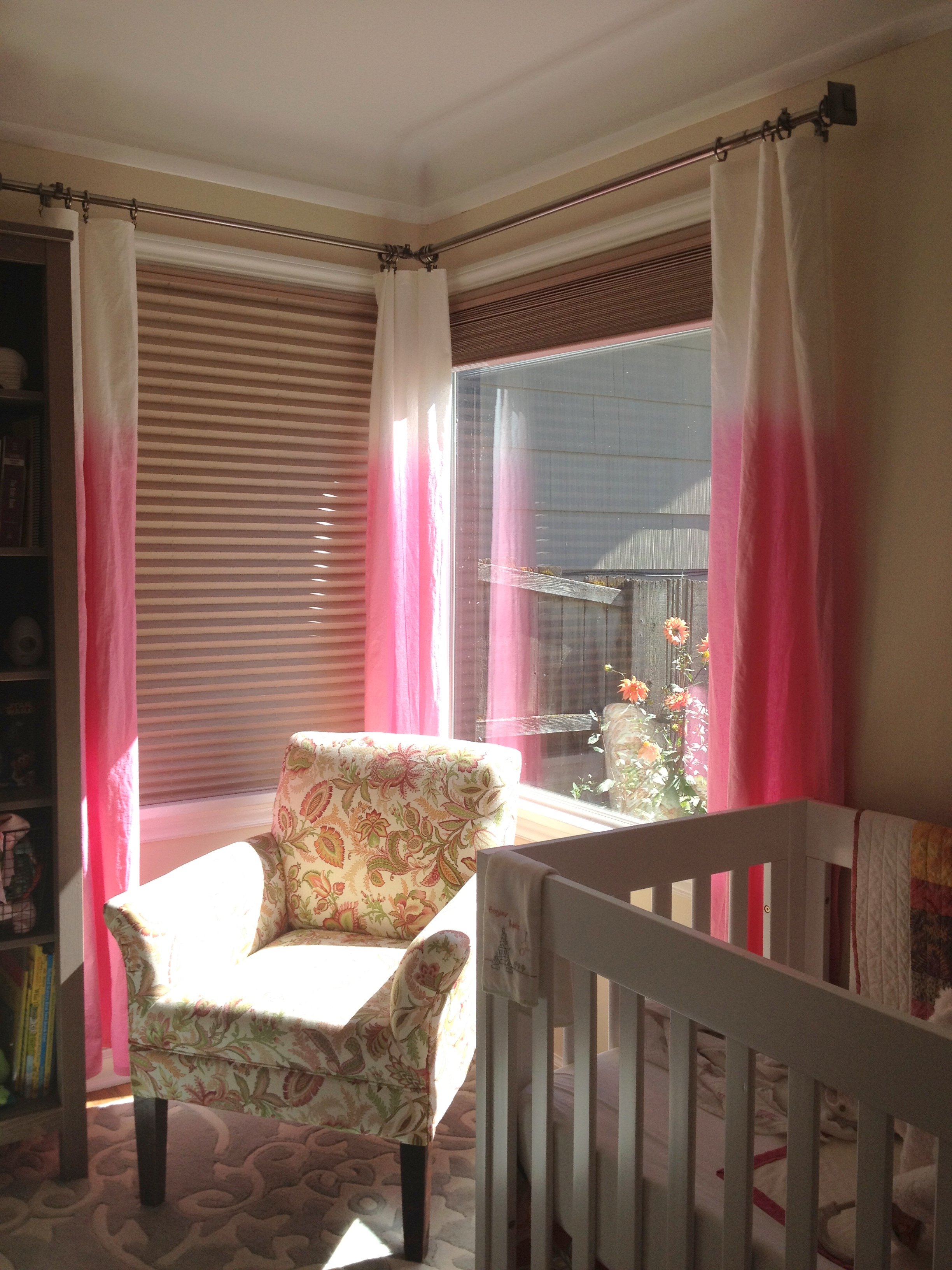 Ombre pink curtains for a baby's nursery