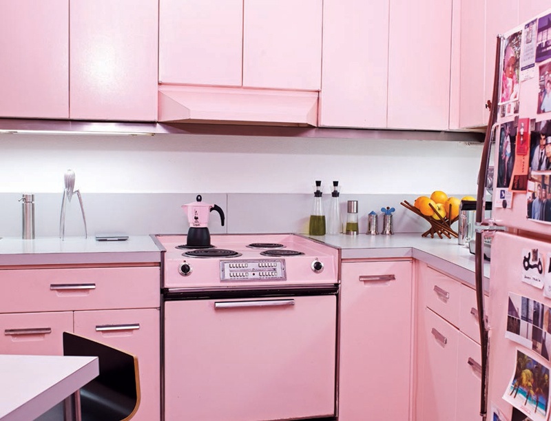 Pastel pink kitchen with a serene and clean look