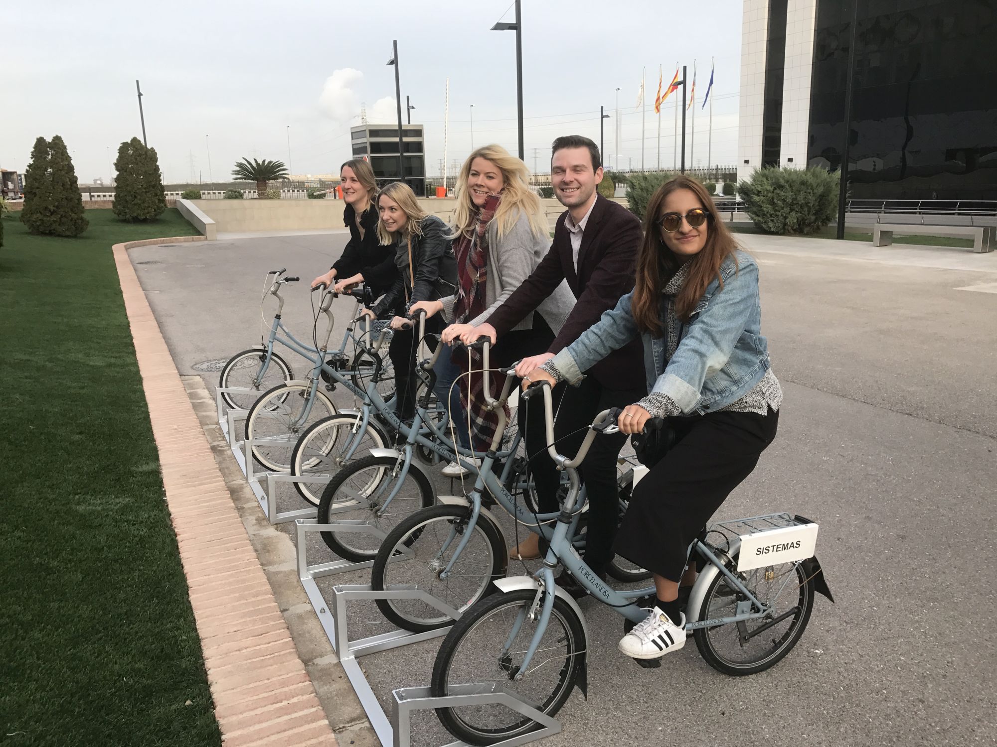 Porcelanosa factory bikes - with fellow blogger friends