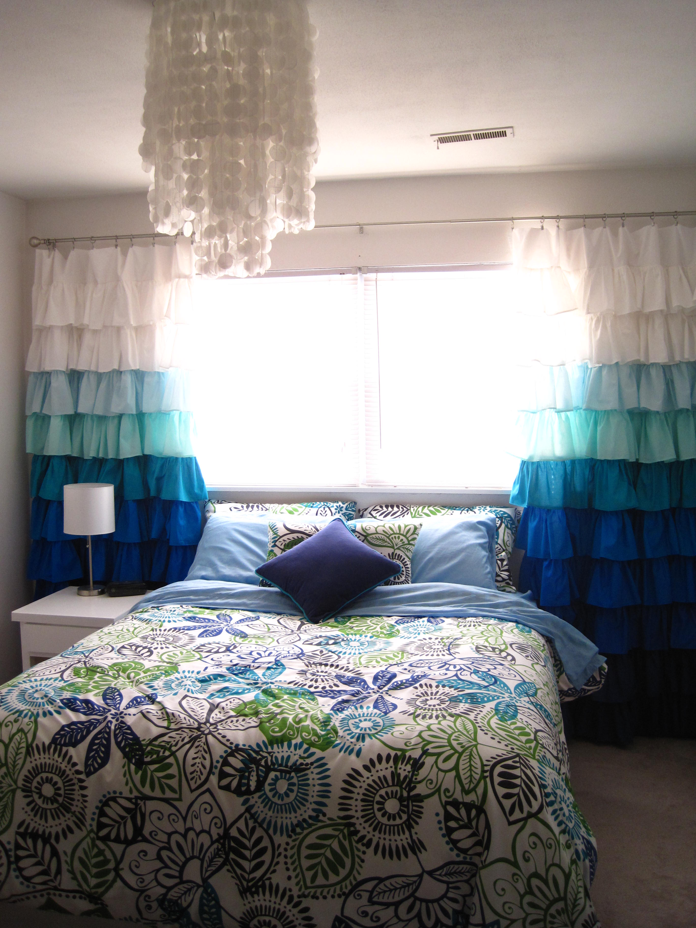 Make Ombre Ruffled Curtains Using Bed Sheets