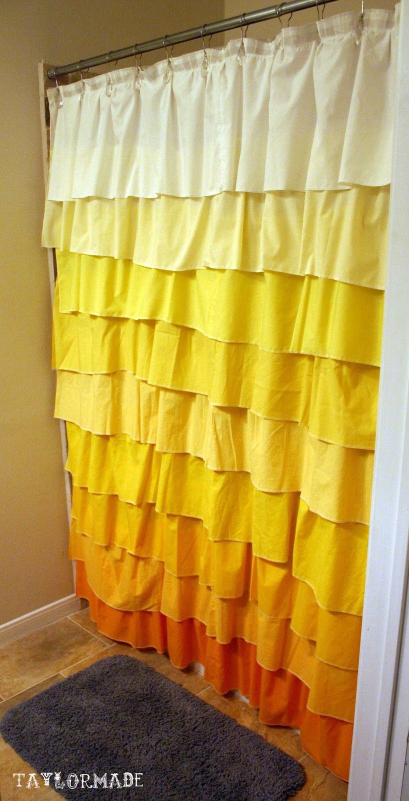 Ruffled-shower-curtain-with-a-bold-warm-ombre-