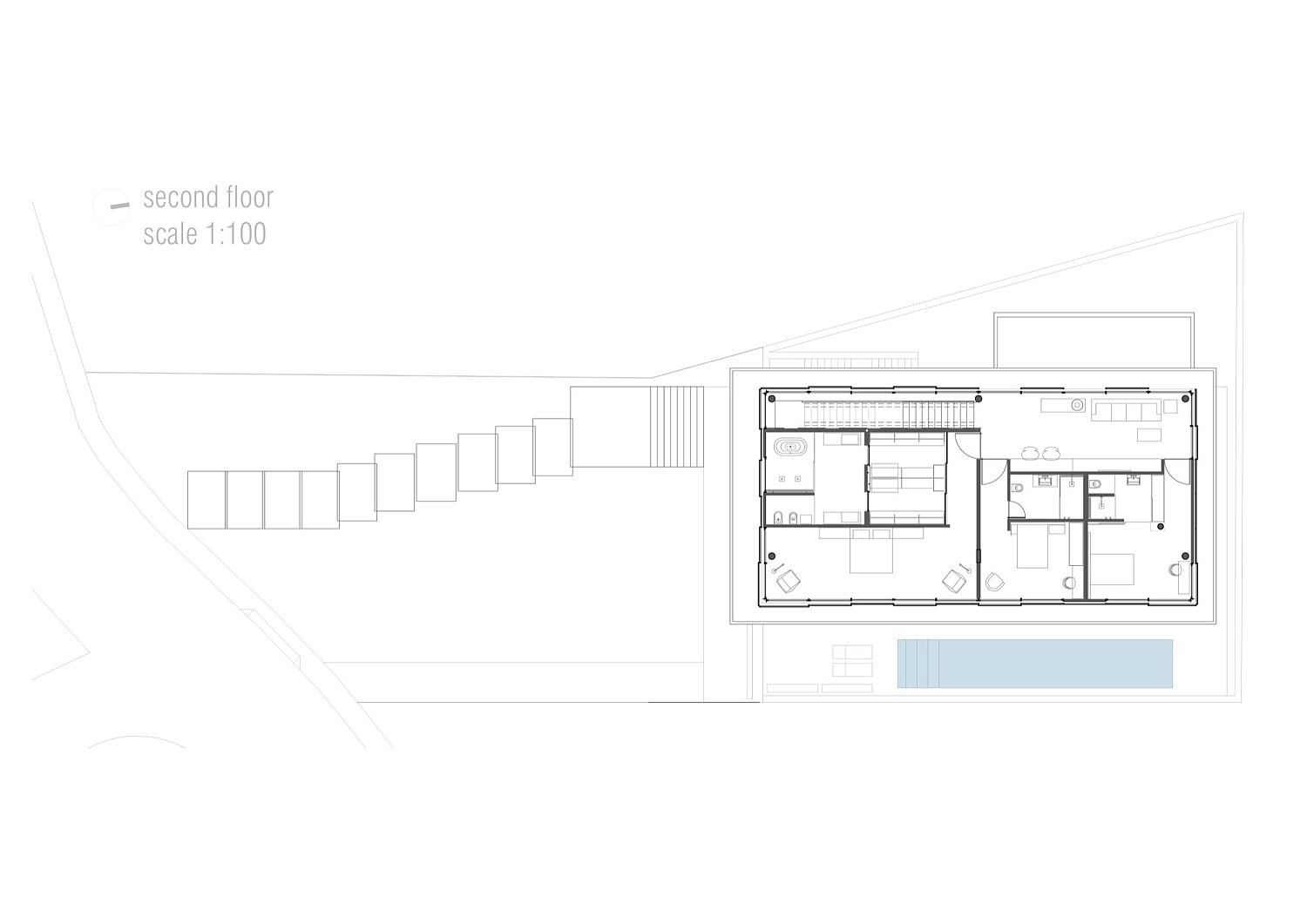 Second floor plan of contemporary Brazilian home