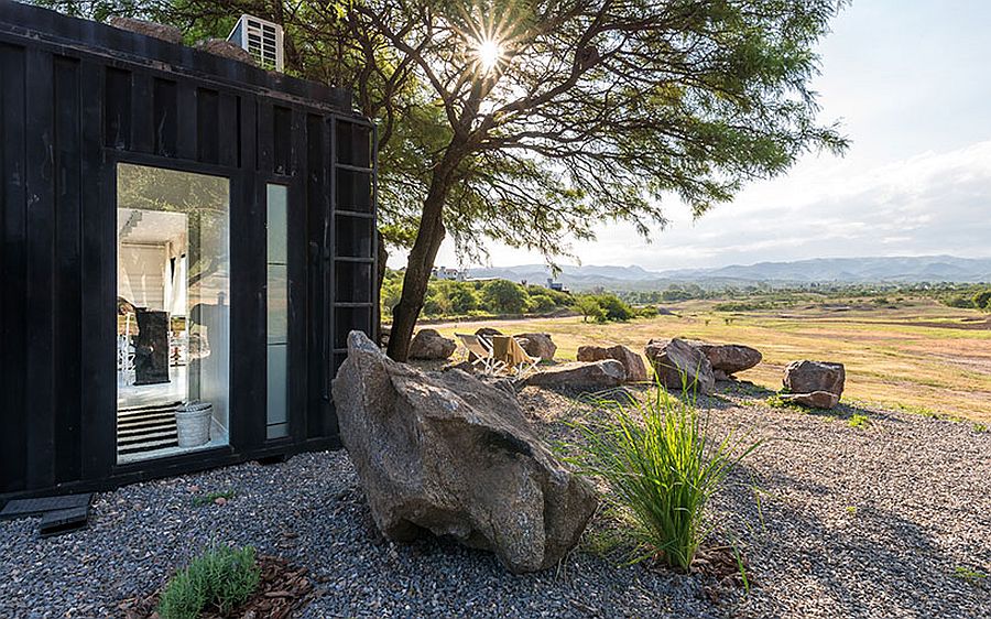 Shade of the trees keeps the temperature inside the container structure constant