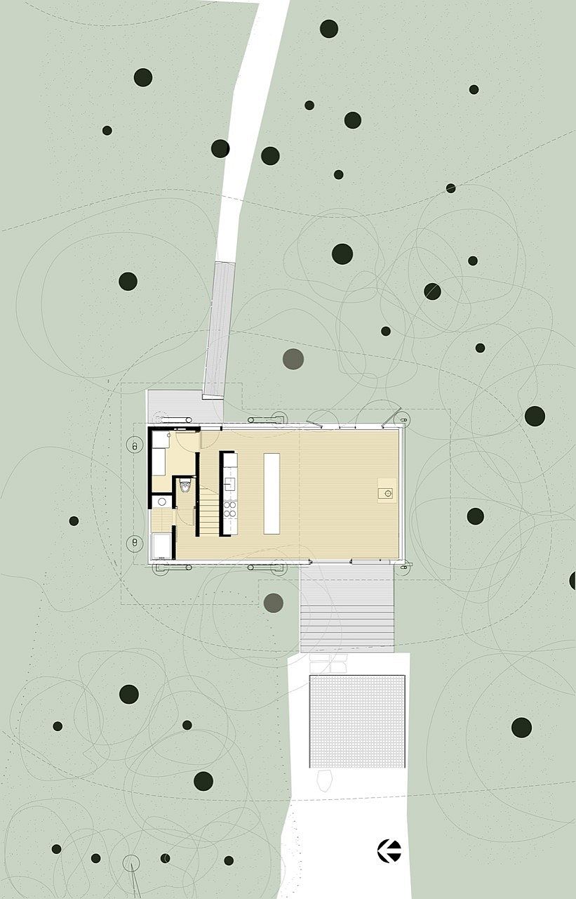 Site and floor plan of the Sneeoosh Cabin in Washington