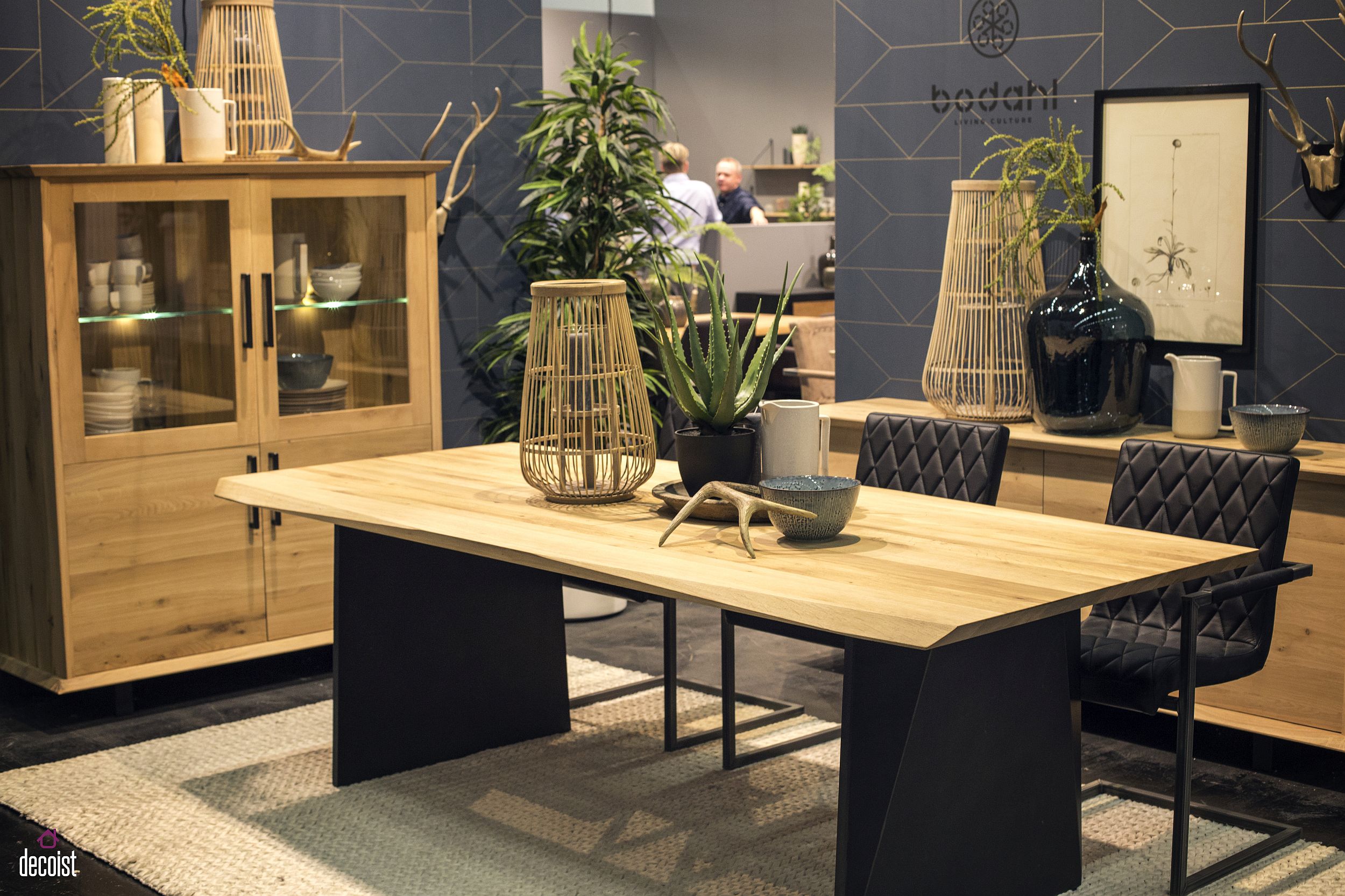 sleek wooden dining table