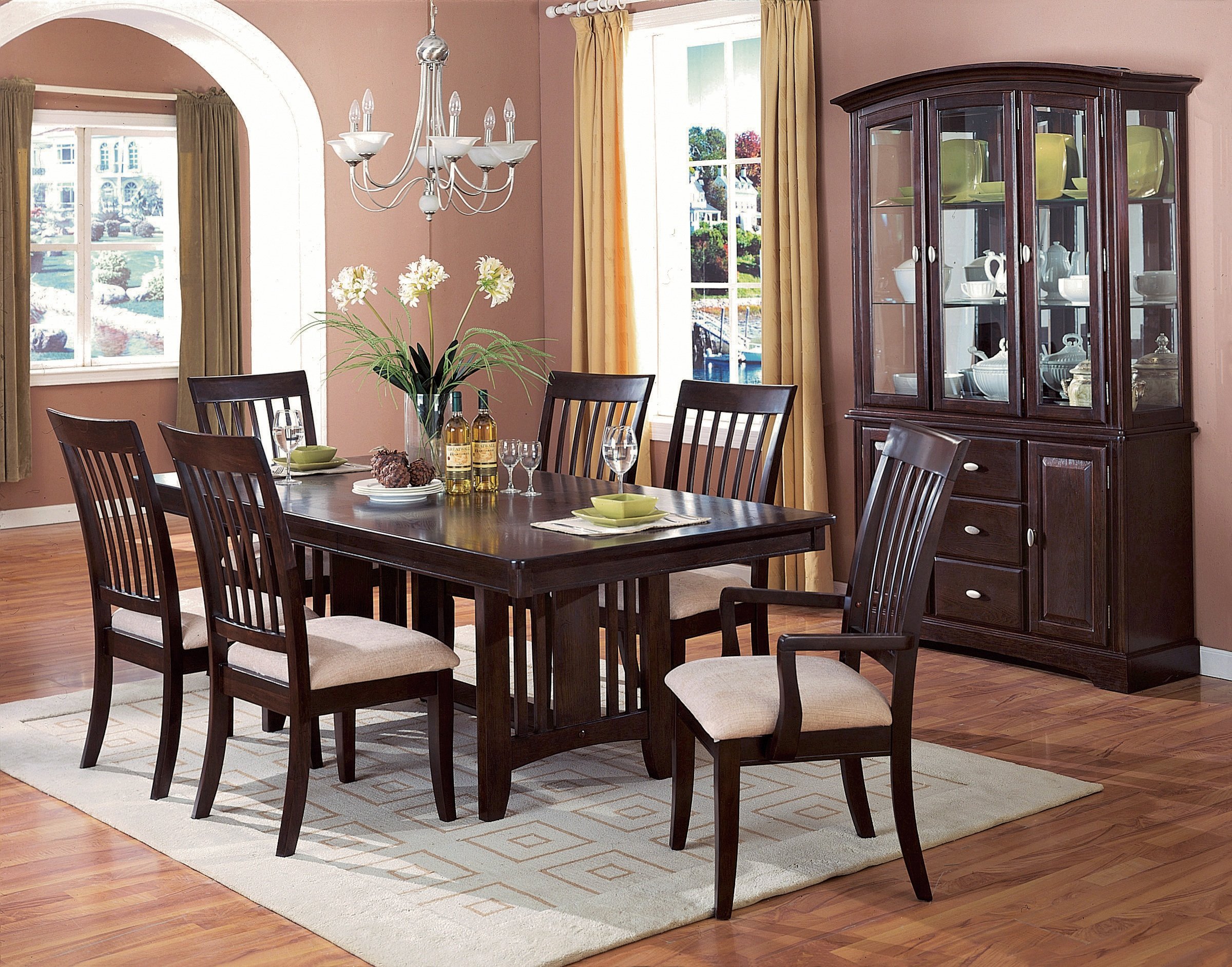 Cream And Brown Area Rug For Dining Room