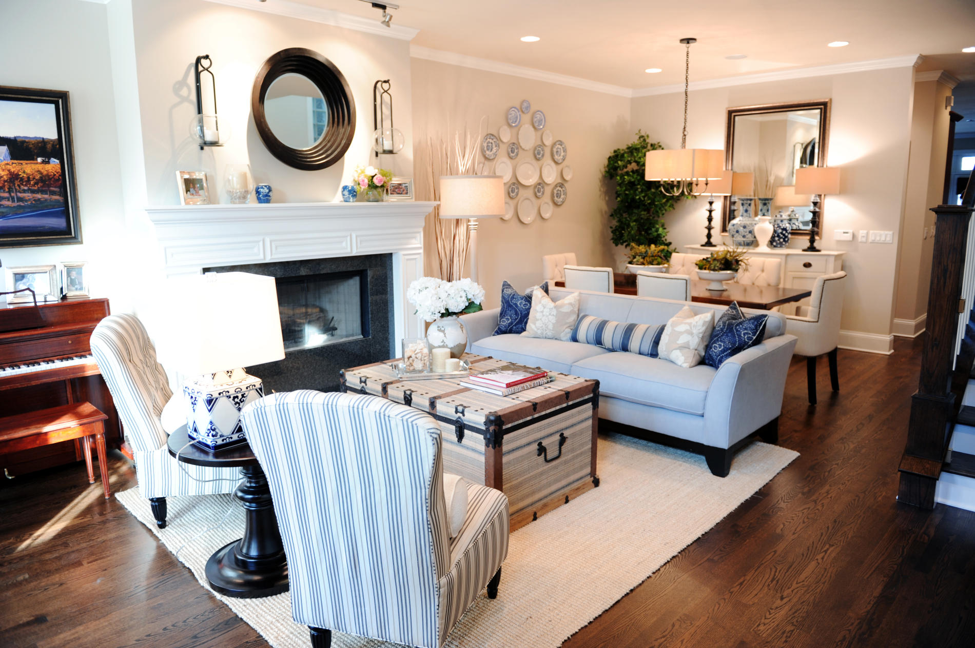 The storage chest coffee table as a centerpiece in a coastal living room