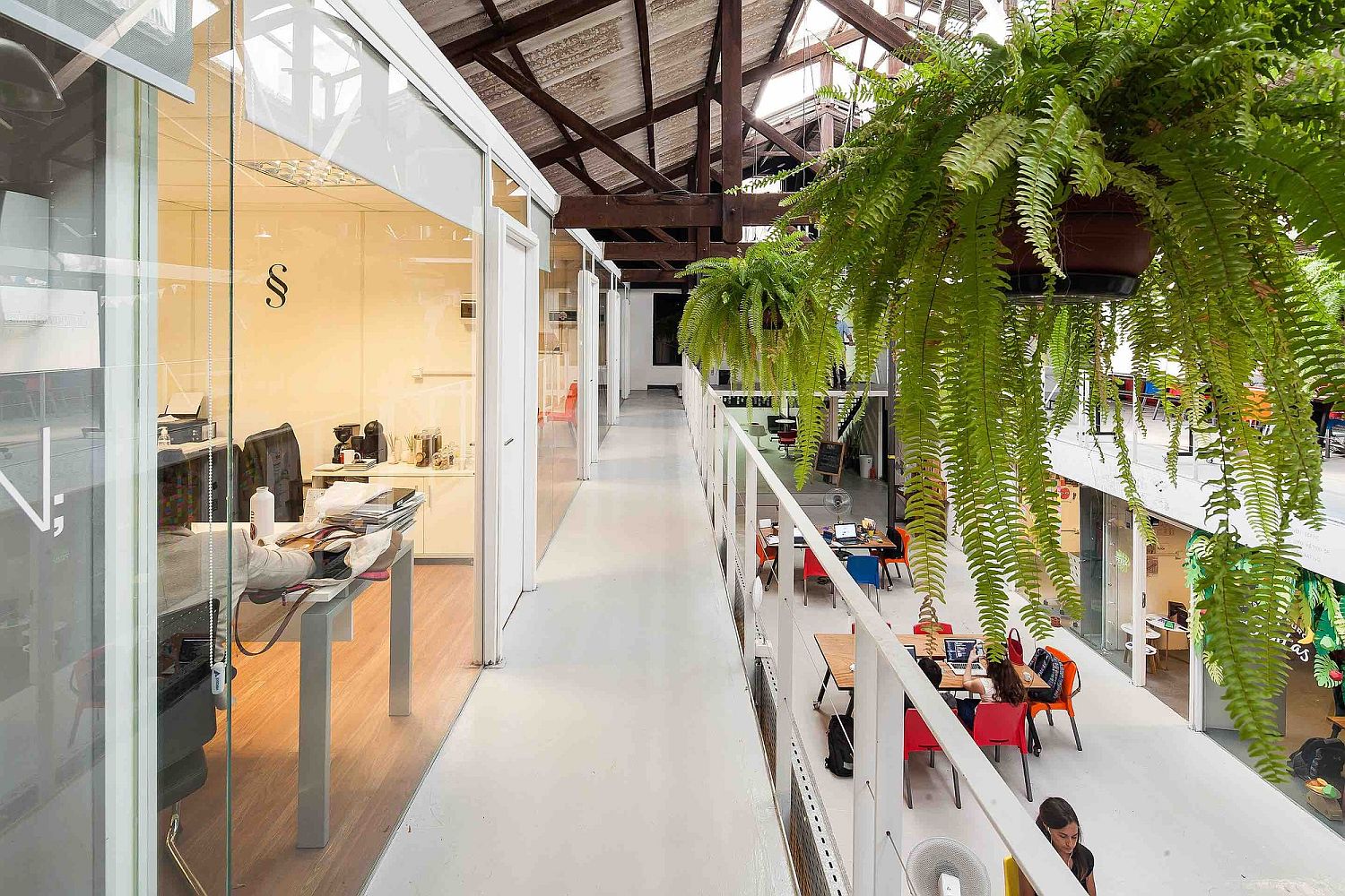 Top level office spaces of the industrial office building in Uruguay