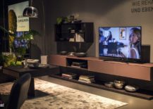 Trendy TV cabinet also offers ample shelf space for other tech gadgets and books 217x155 Tastefully Space Savvy: 25 Living Room TV Units That Wow!