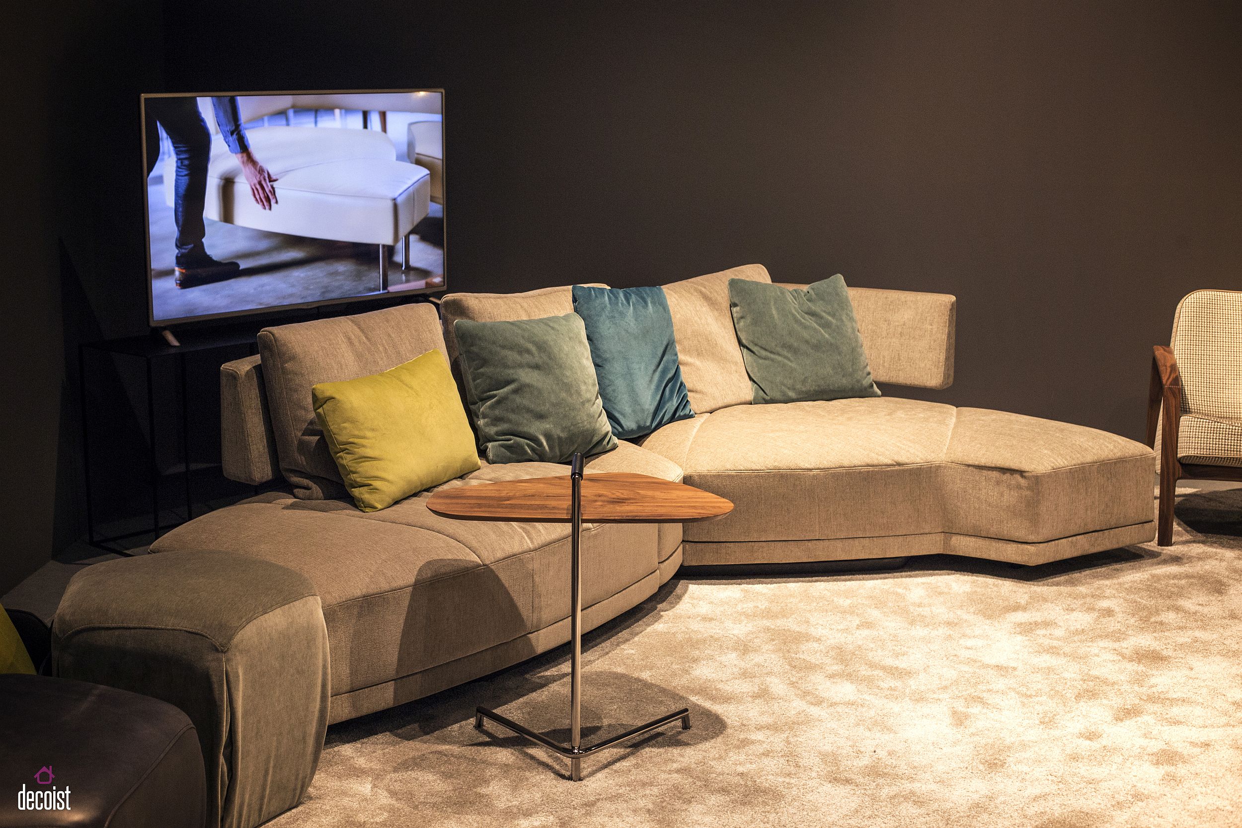 Ultra Minimal TV Stand Behind The Couch Vanishes Into The Backdrop 