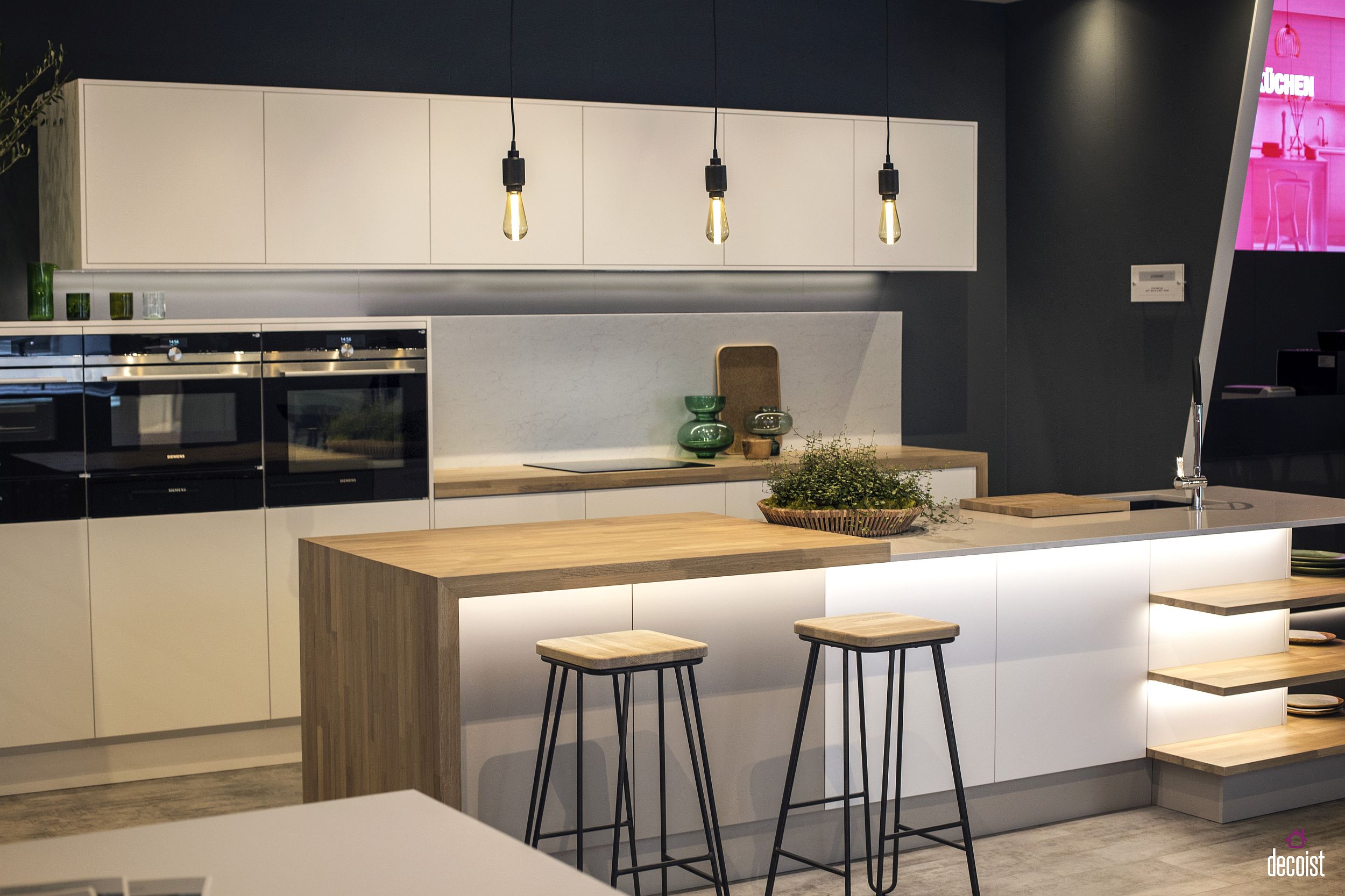 Use Trendy Edison Bulb Pendants To Highlight The Breakfast Bar In Style 