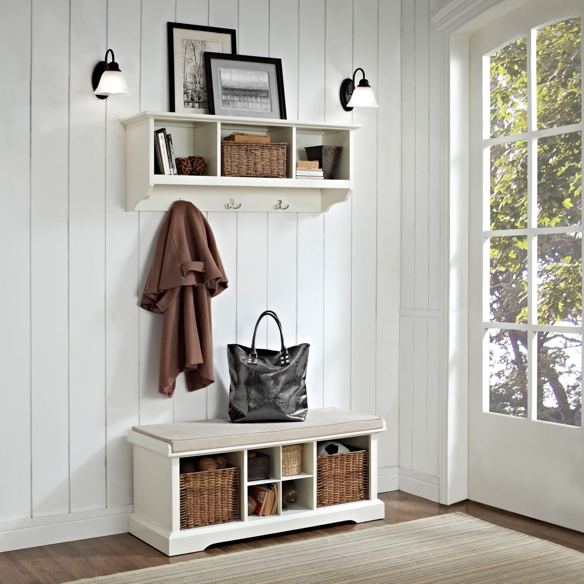 Utilizing the vertical space makes for a small and cozy entryway