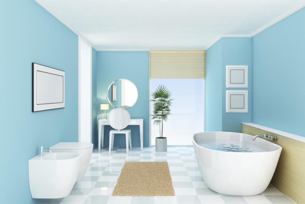 Vibrant-checkered-bathroom