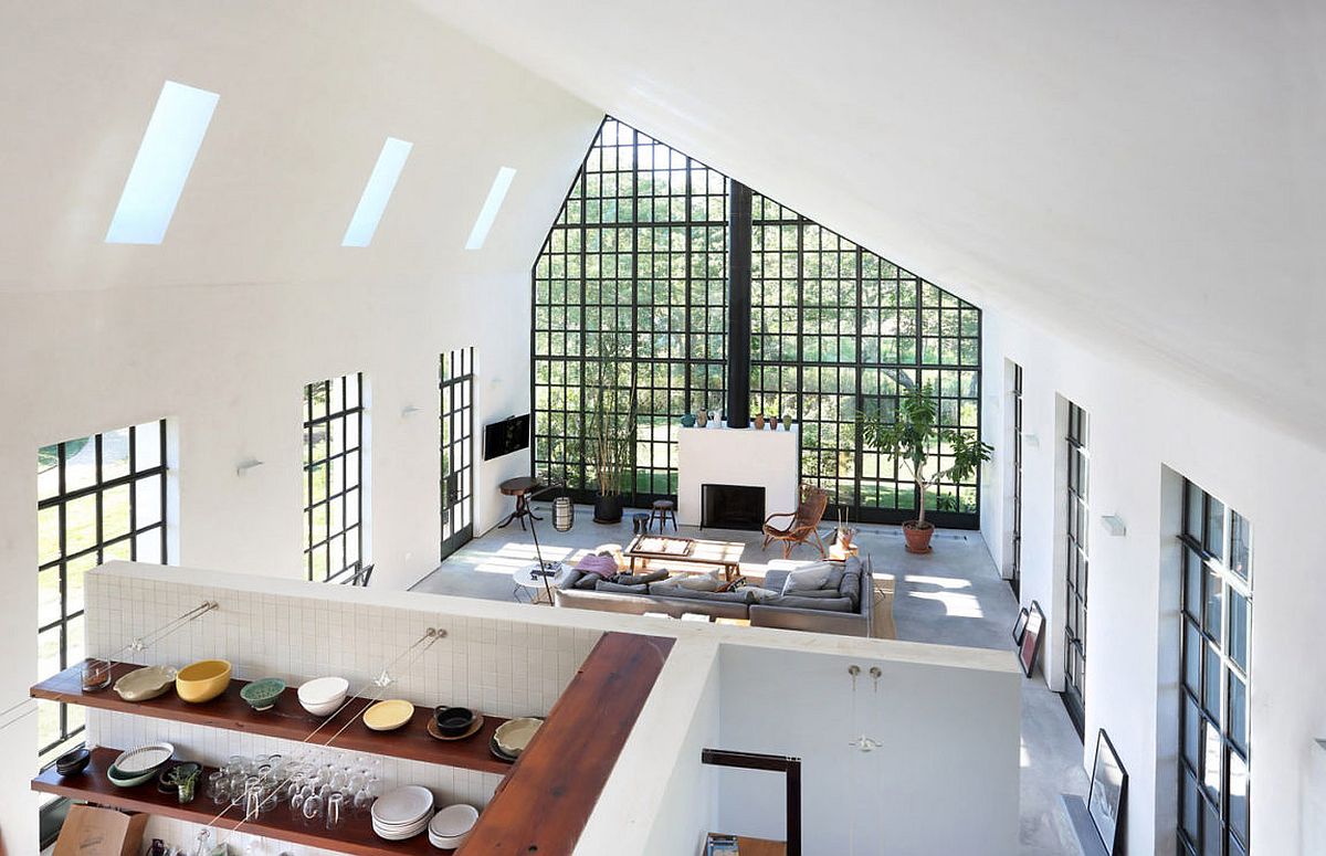 View of the living room and kitchen from top