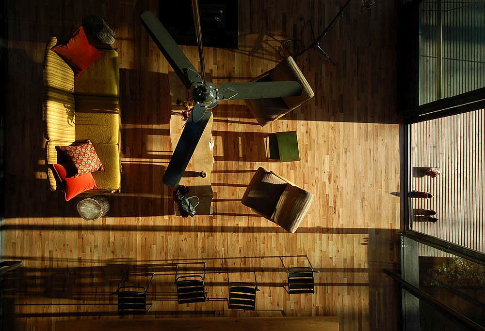 View of the open living area from above