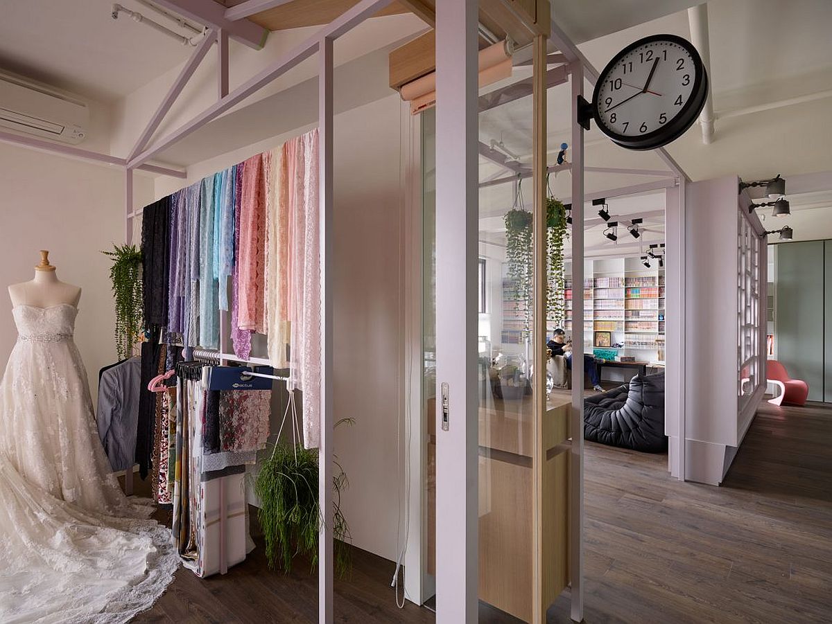 Vintage clock in the hallway adds to the unique image of the apartment