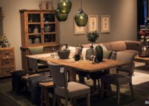 Wooden-dining-table-matching-cabinet-and-elegant-blend-of-chairs-and-a-wooden-bench-for-the-traditional-dining-room-217x155