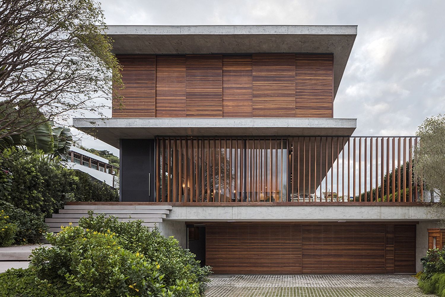 Wooden slats create a fabulous facade