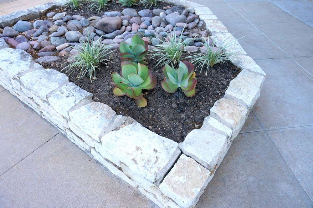 A rocky flowerbed