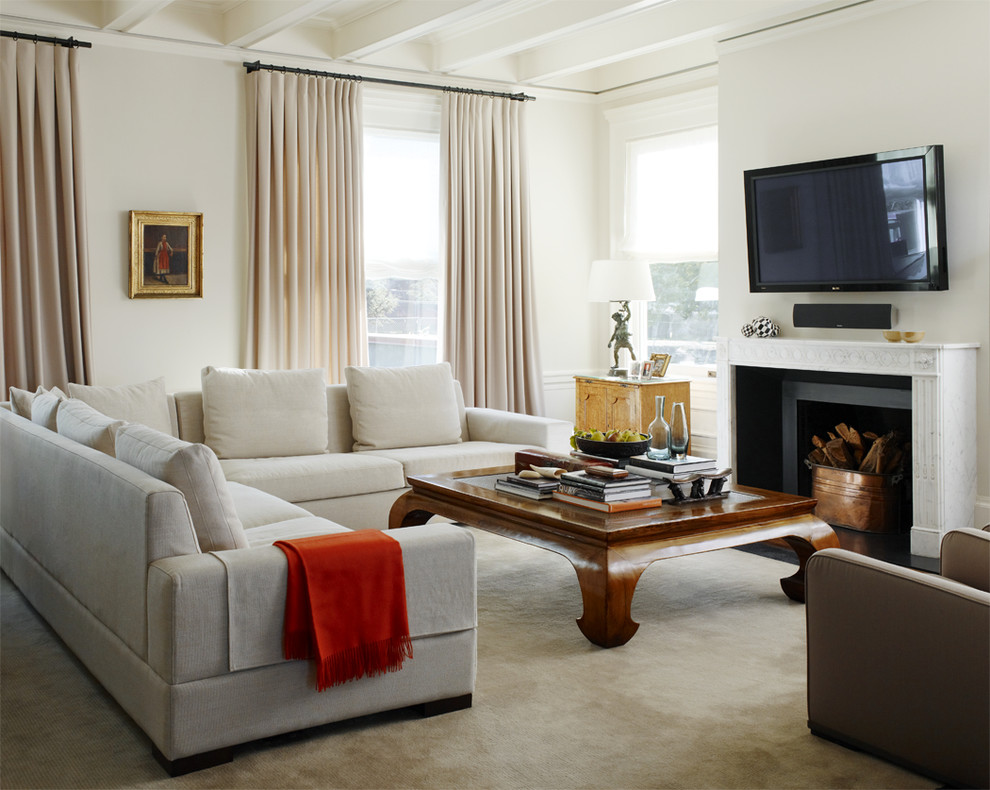 Beige living room as a backdrop for a strikingly colorful element