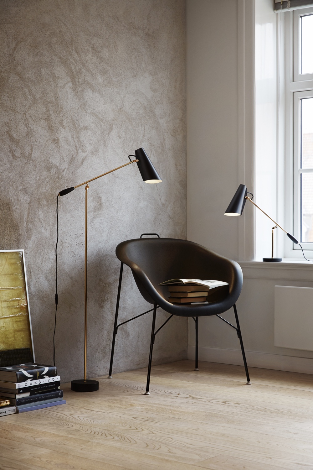 Birdy floor lamp black and brass