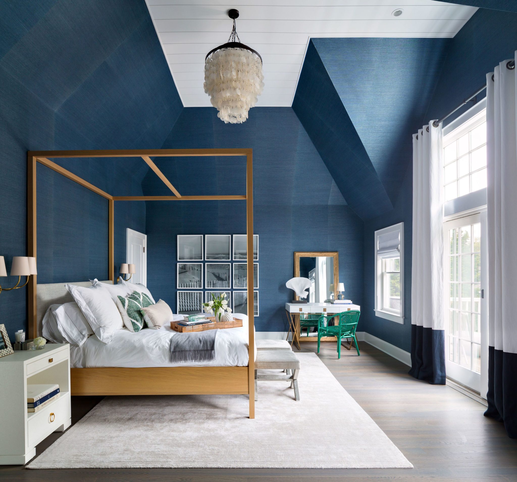 Blue bedroom with a snug and secure ambiance
