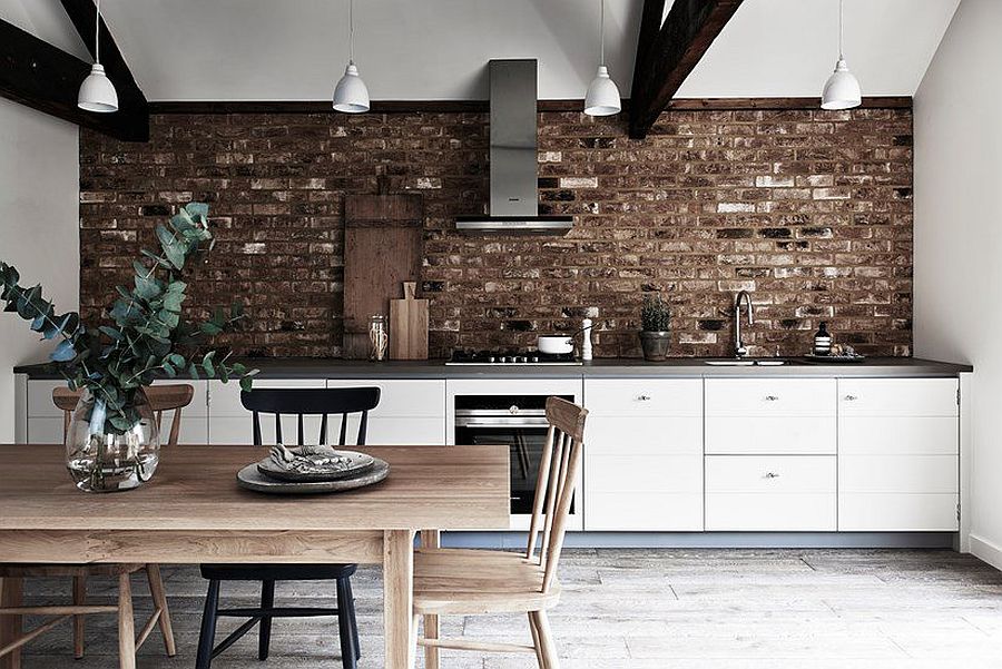 Brick-wall-backsplash-for-kitchen-in-white-with-gray-countertops