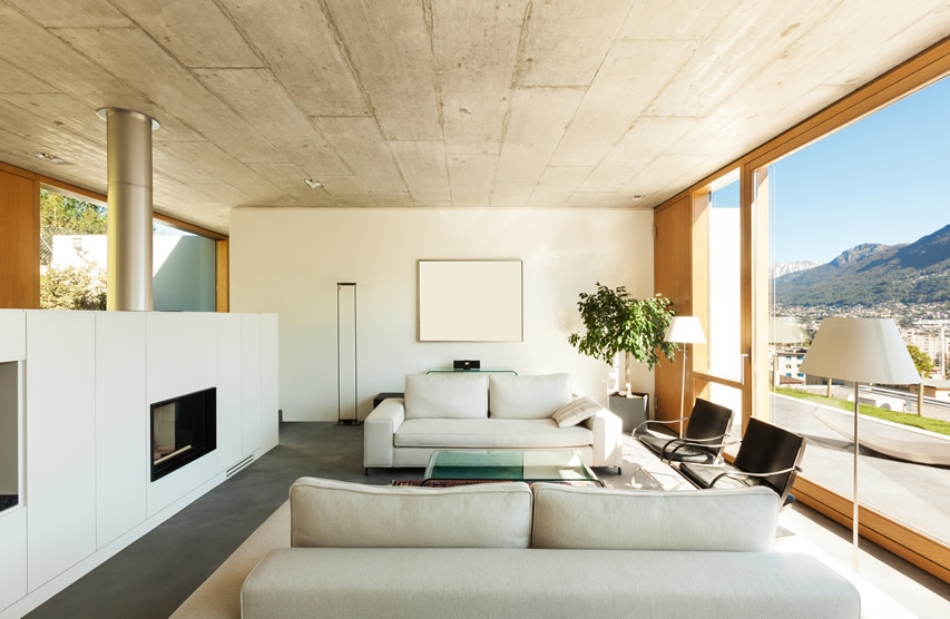 Cheerful and optimistic beige living room