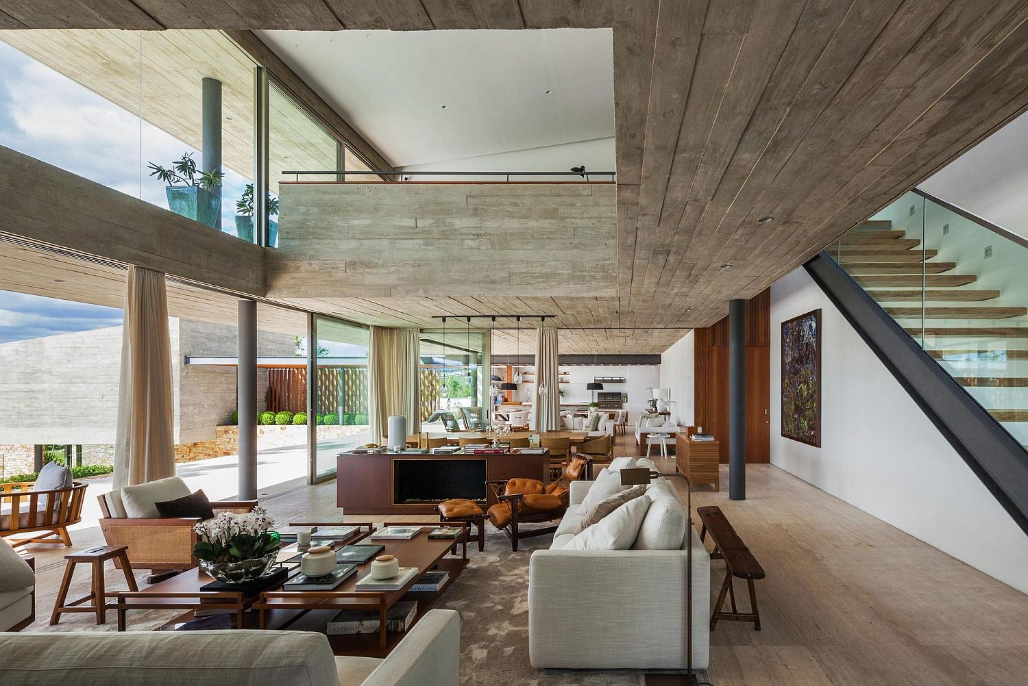 Concrete gives the interior a relaxing modern appeal