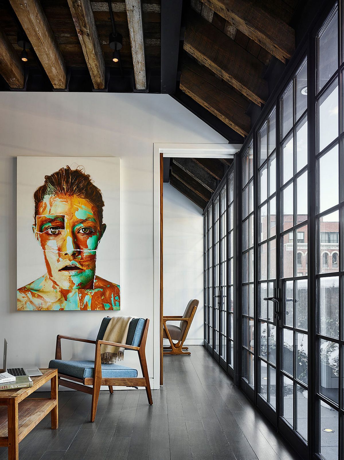 Contemporary design elements combined with industrial past of New Yor penthouse