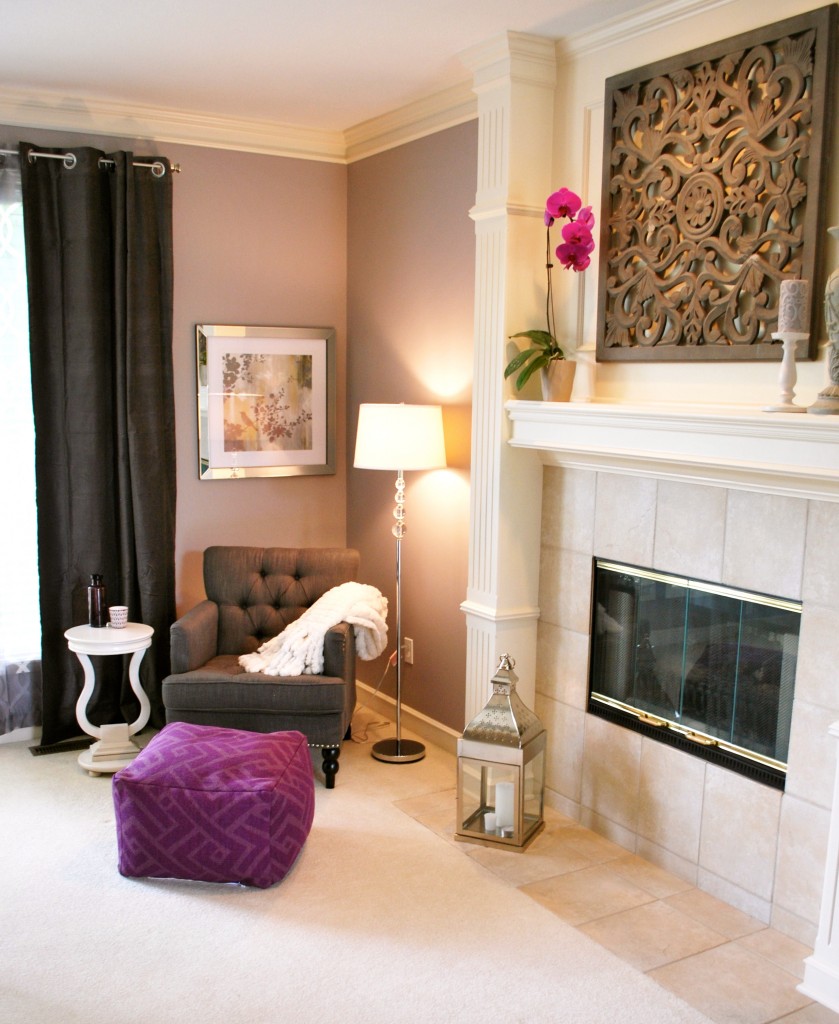 Corner reading nook in a spacious room