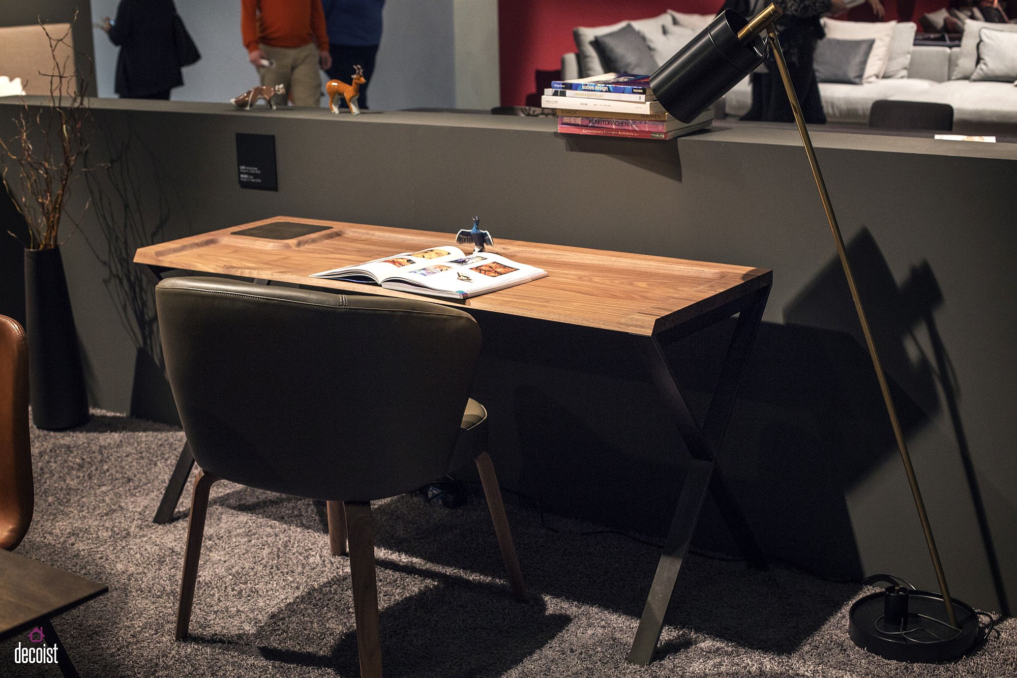 Desk with wooden top and slim legs for the informal home workspace