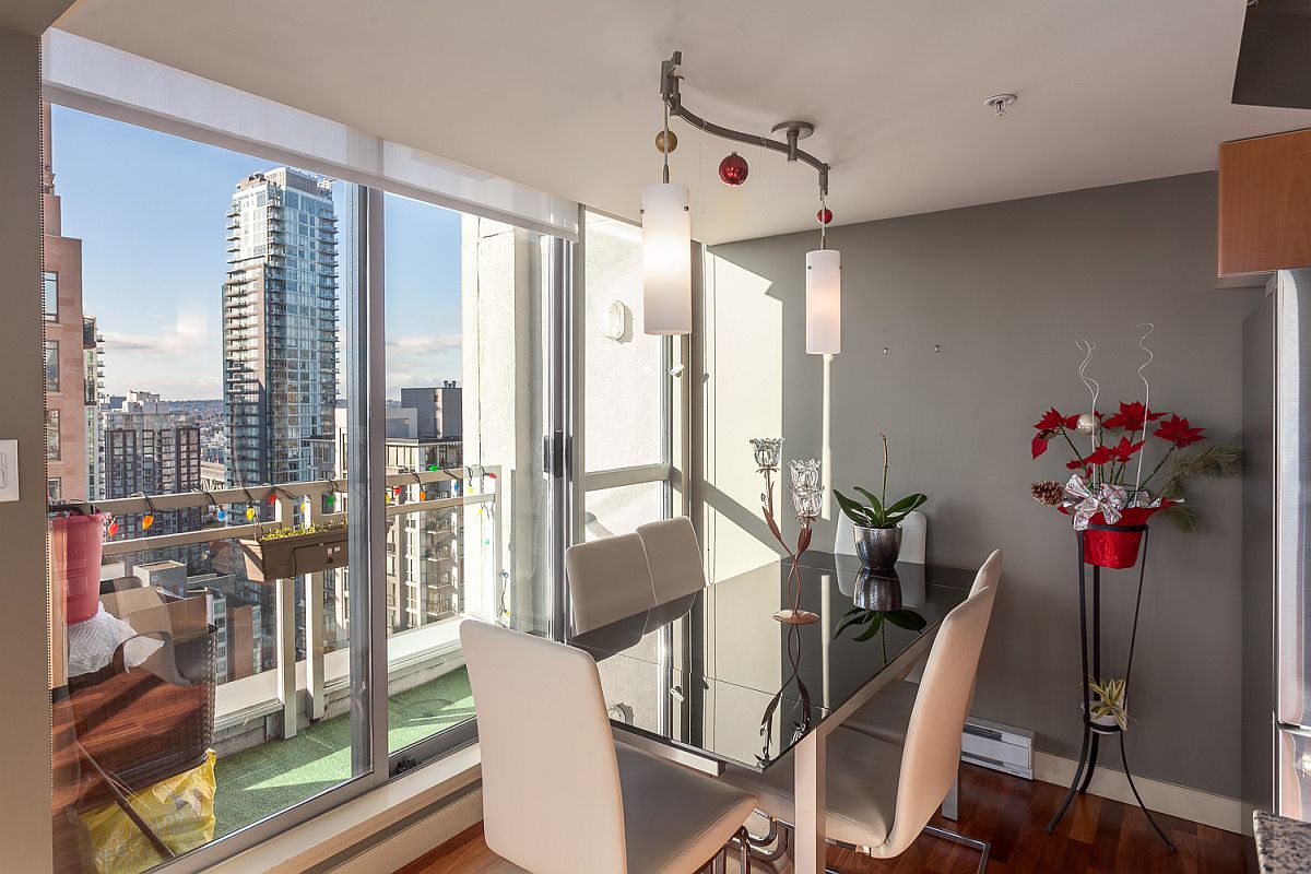 Dining-room-in-gray-with-a-view-of-Vancouver-skyline