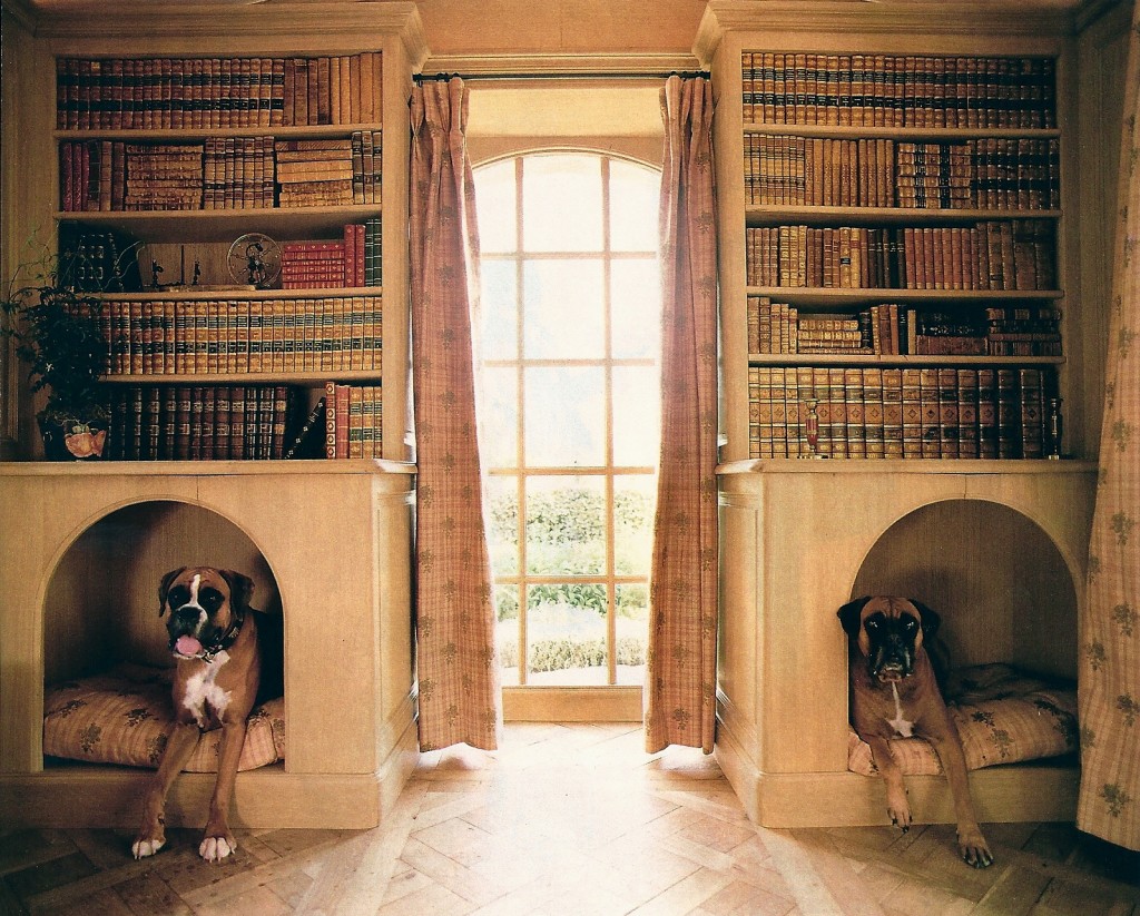 Dog nooks in a home library