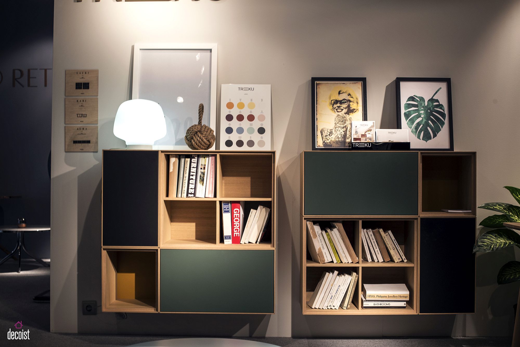 Fabulous home office storage units combine open and closed shelving from Treku