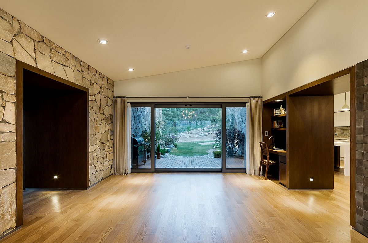 Home workspace in the corner of the open living area