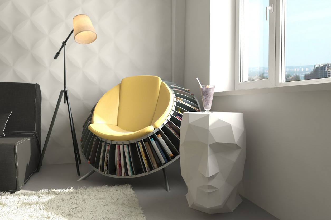 Modern-reading-nook-with-an-innovative-reading-chair-