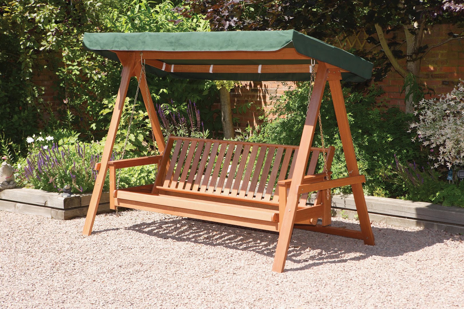 Modest wooden swing as an ideal resting place