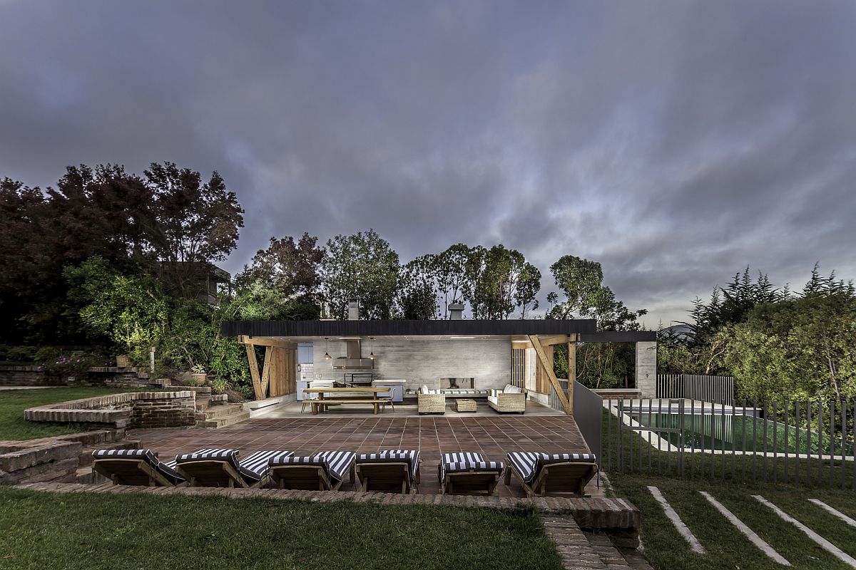 Open sitting area and dining space of the becah style pavilion