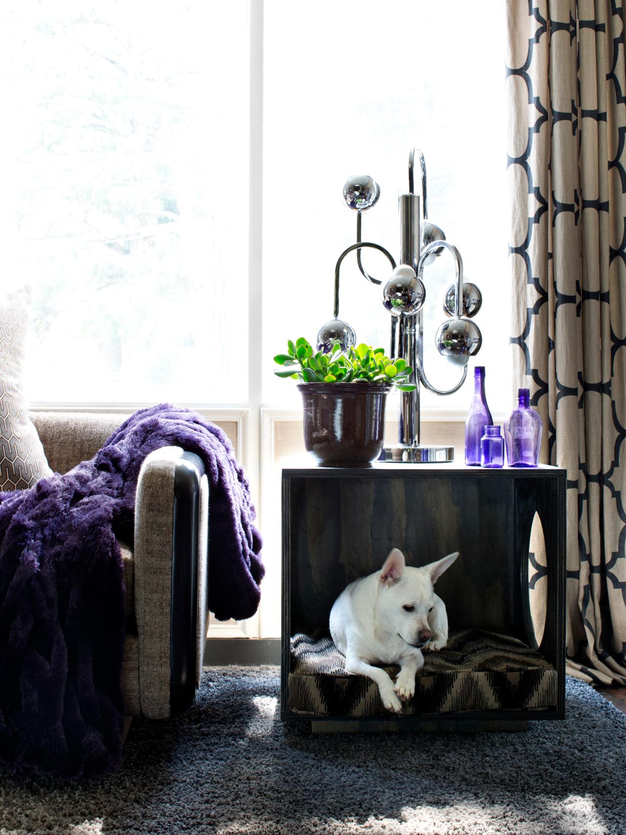 Side table that doubles as a dog nook