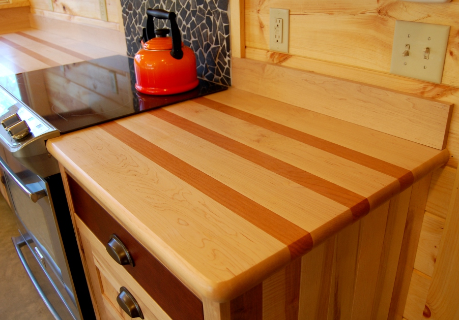 Simplistic bare wooden countertop