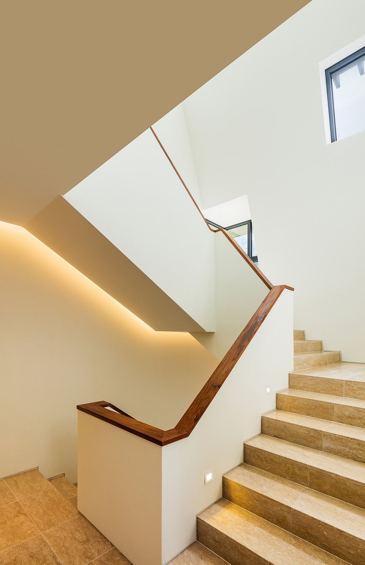 Stairway connects different levels of the modern home