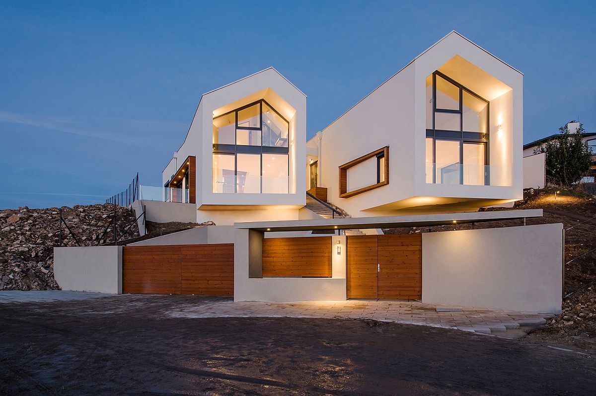 Two gable roofs give the street a distinct look