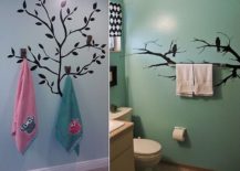 Wall-decals-coupled-with-towel-hooks-for-a-fun-towel-display-217x155
