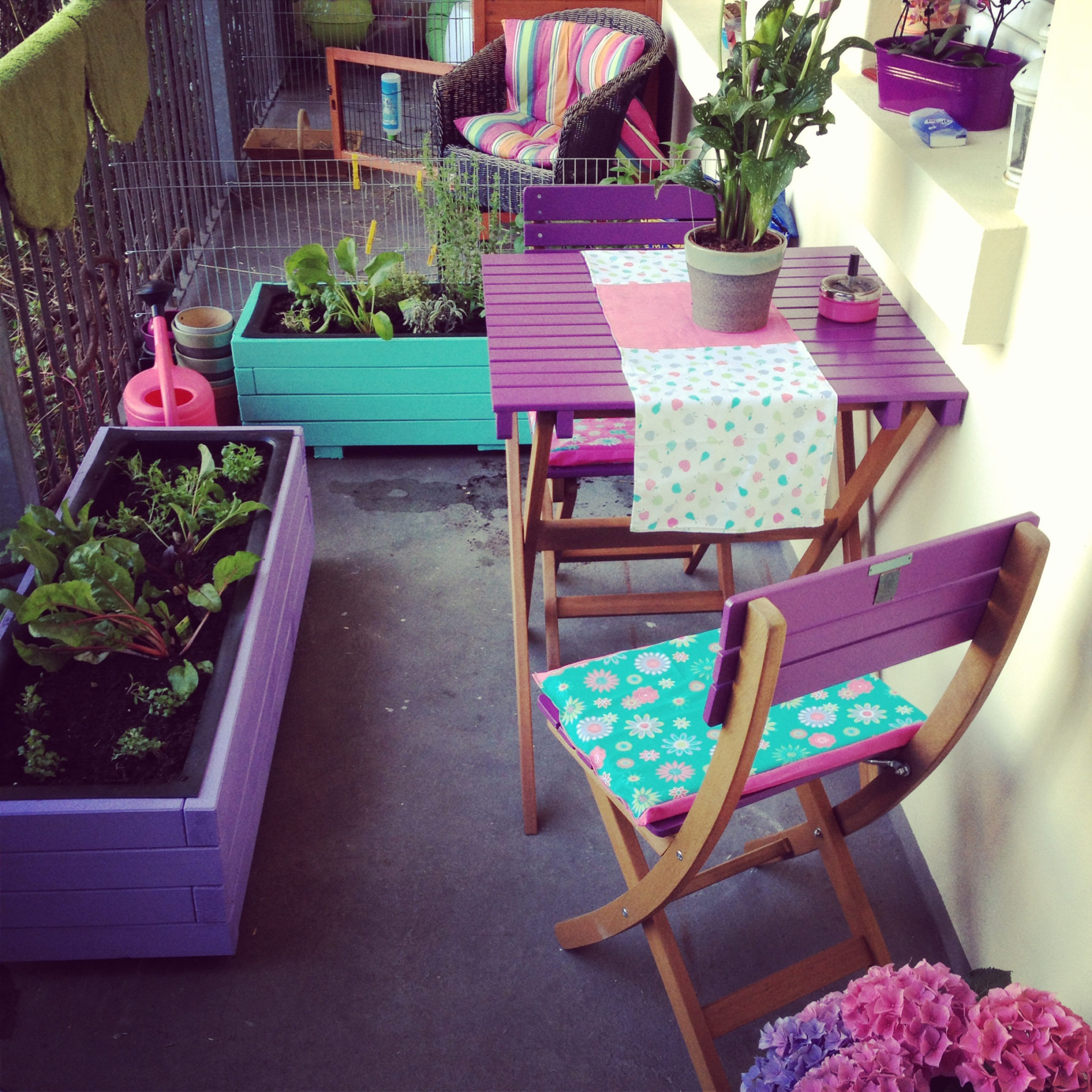 A charming tiny purple balcony