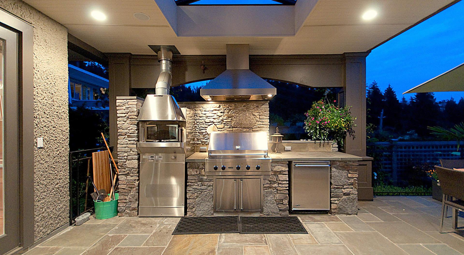 A Marvelous Small Stone Outdoor Kitchen  