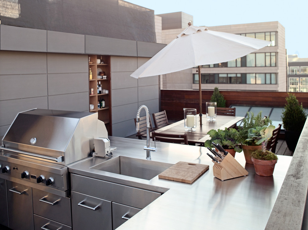 An urban outdoor kitchen